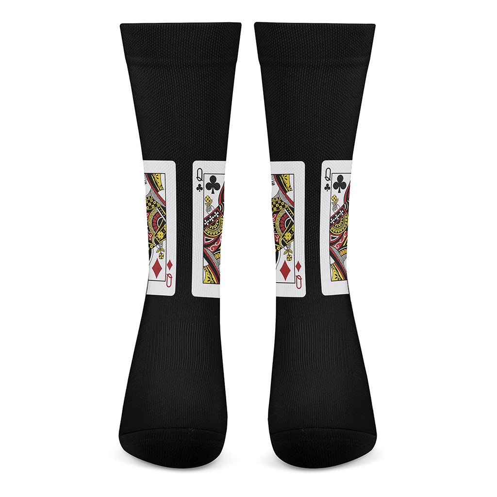 Four Queens Playing Cards Print Crew Socks