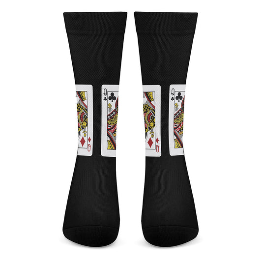 Four Queens Playing Cards Print Crew Socks