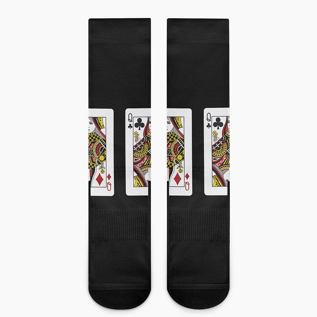 Four Queens Playing Cards Print Crew Socks