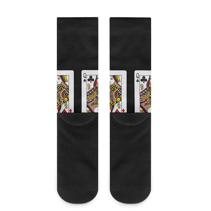 Four Queens Playing Cards Print Crew Socks