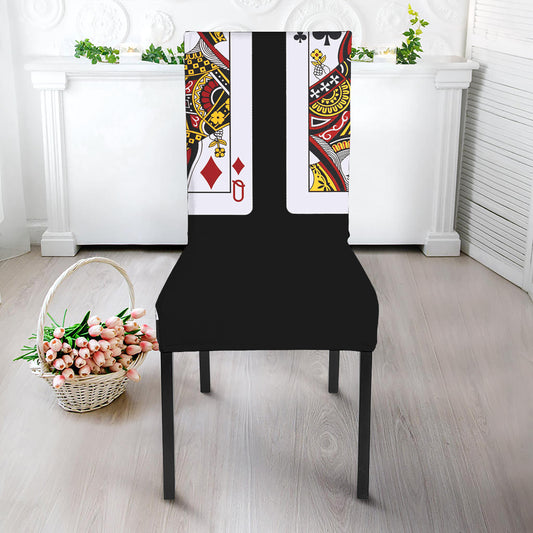 Four Queens Playing Cards Print Dining Chair Slipcover