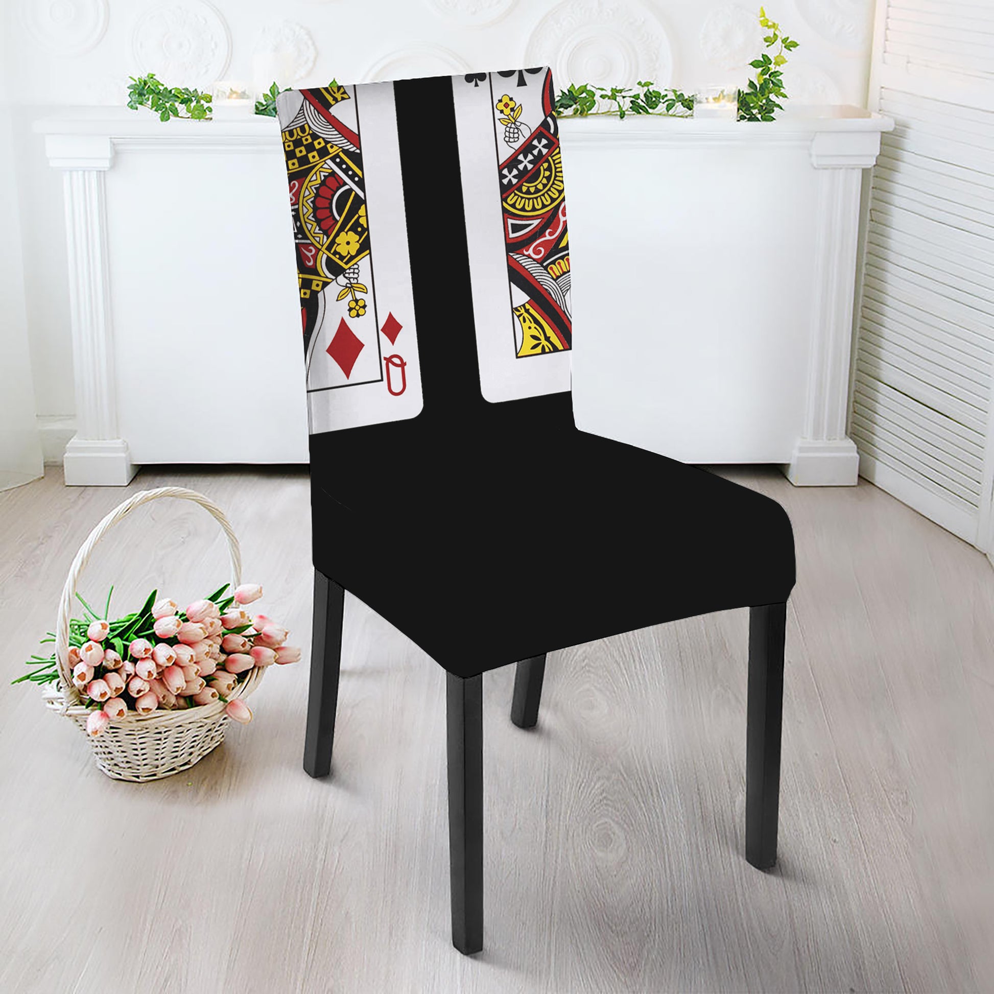 Four Queens Playing Cards Print Dining Chair Slipcover
