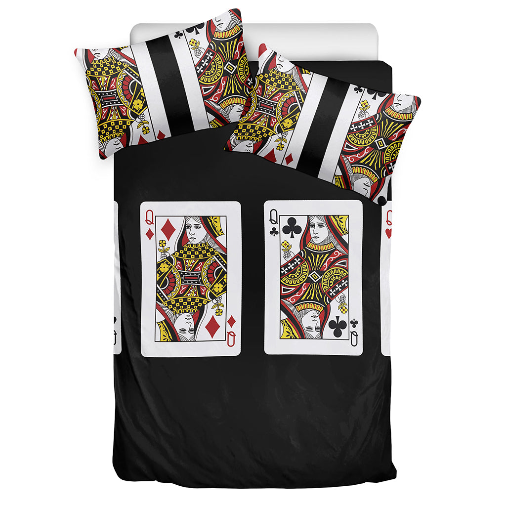 Four Queens Playing Cards Print Duvet Cover Bedding Set