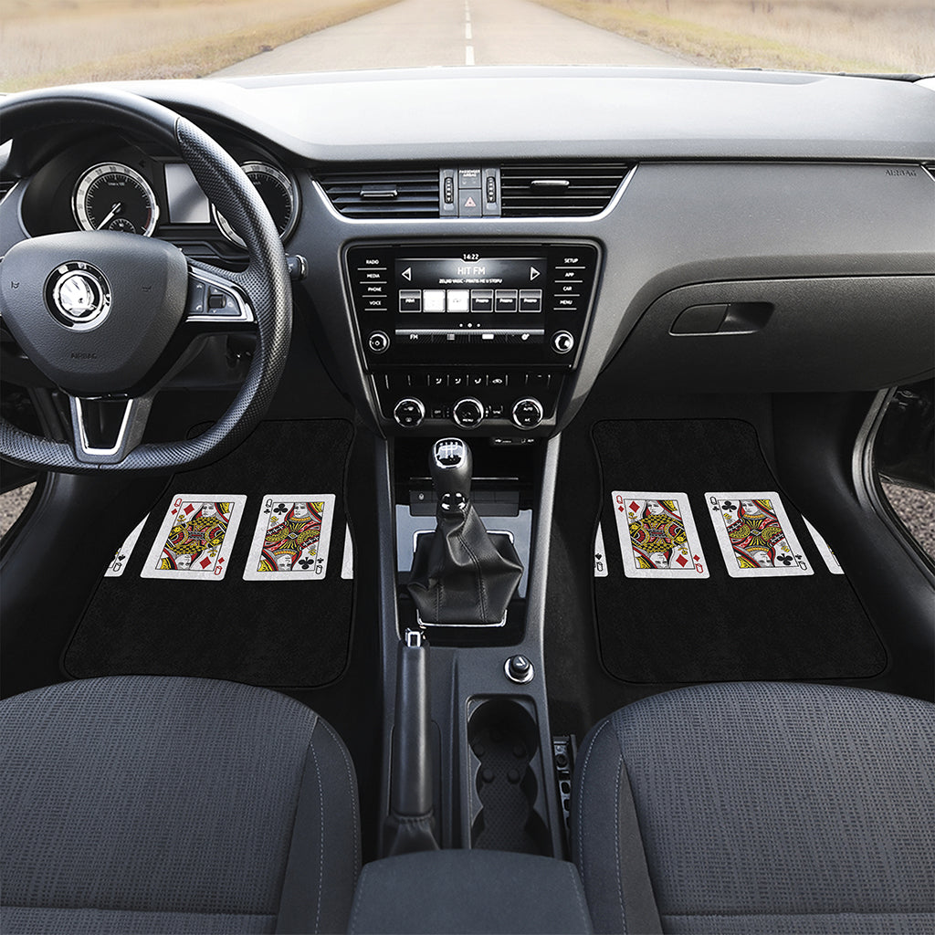 Four Queens Playing Cards Print Front and Back Car Floor Mats