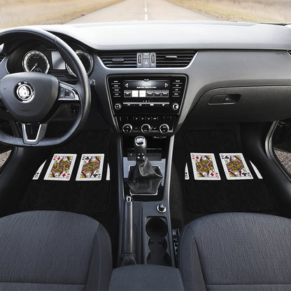 Four Queens Playing Cards Print Front and Back Car Floor Mats