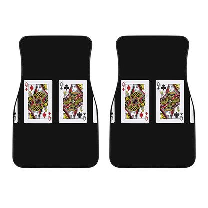 Four Queens Playing Cards Print Front Car Floor Mats