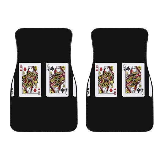Four Queens Playing Cards Print Front Car Floor Mats