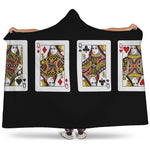 Four Queens Playing Cards Print Hooded Blanket