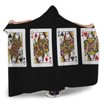 Four Queens Playing Cards Print Hooded Blanket