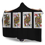 Four Queens Playing Cards Print Hooded Blanket