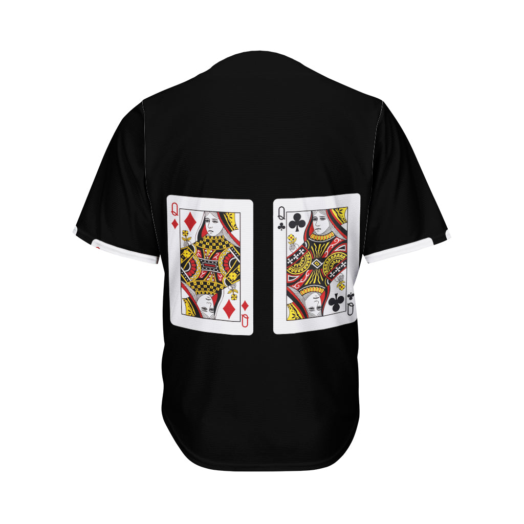 Four Queens Playing Cards Print Men's Baseball Jersey