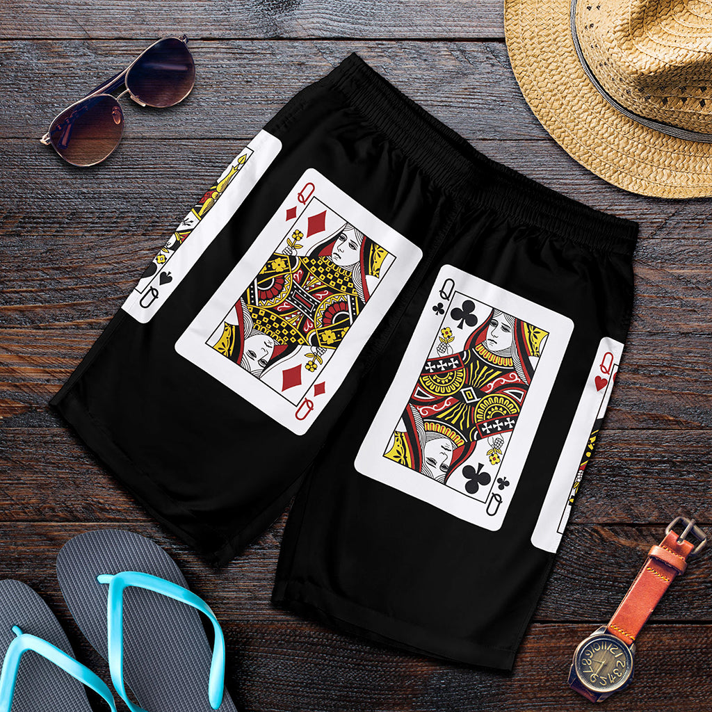 Four Queens Playing Cards Print Men's Shorts