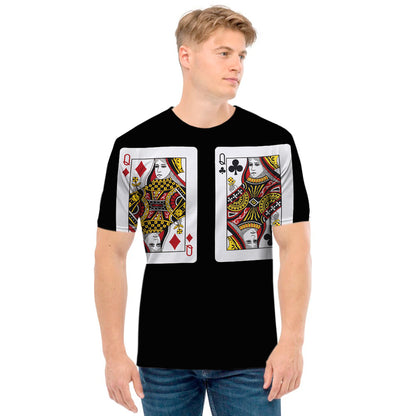 Four Queens Playing Cards Print Men's T-Shirt