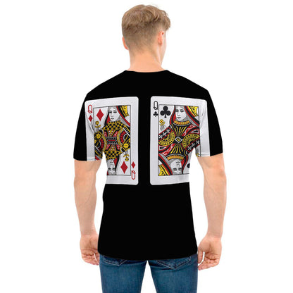 Four Queens Playing Cards Print Men's T-Shirt