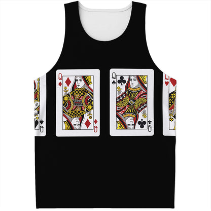 Four Queens Playing Cards Print Men's Tank Top