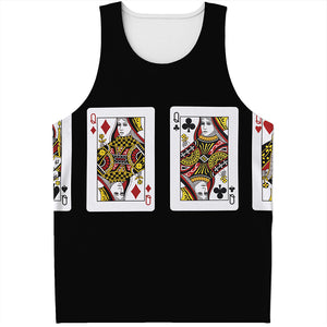 Four Queens Playing Cards Print Men's Tank Top