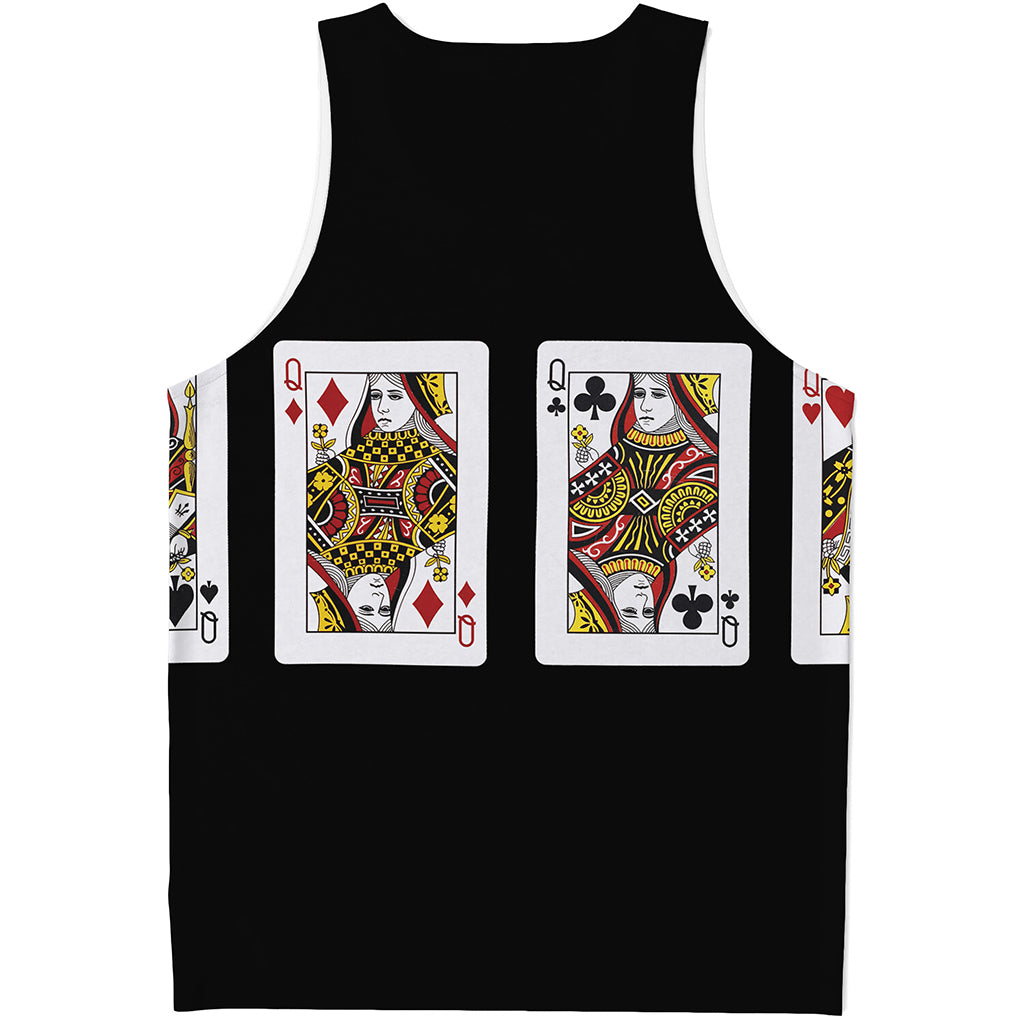 Four Queens Playing Cards Print Men's Tank Top