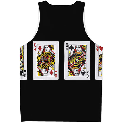 Four Queens Playing Cards Print Men's Tank Top