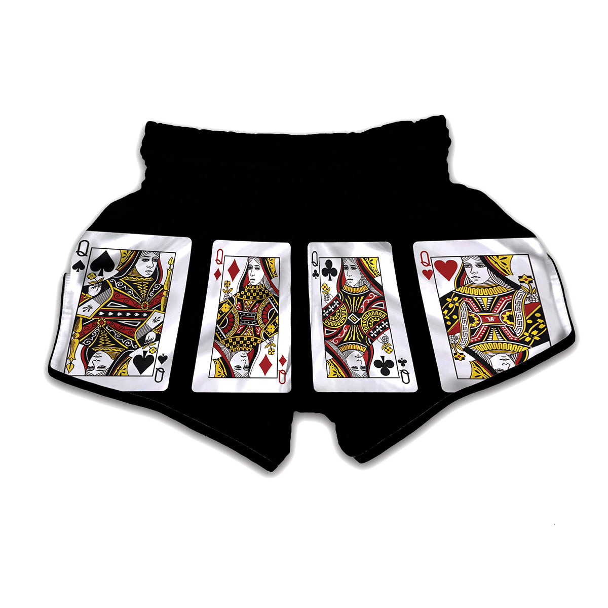 Four Queens Playing Cards Print Muay Thai Boxing Shorts