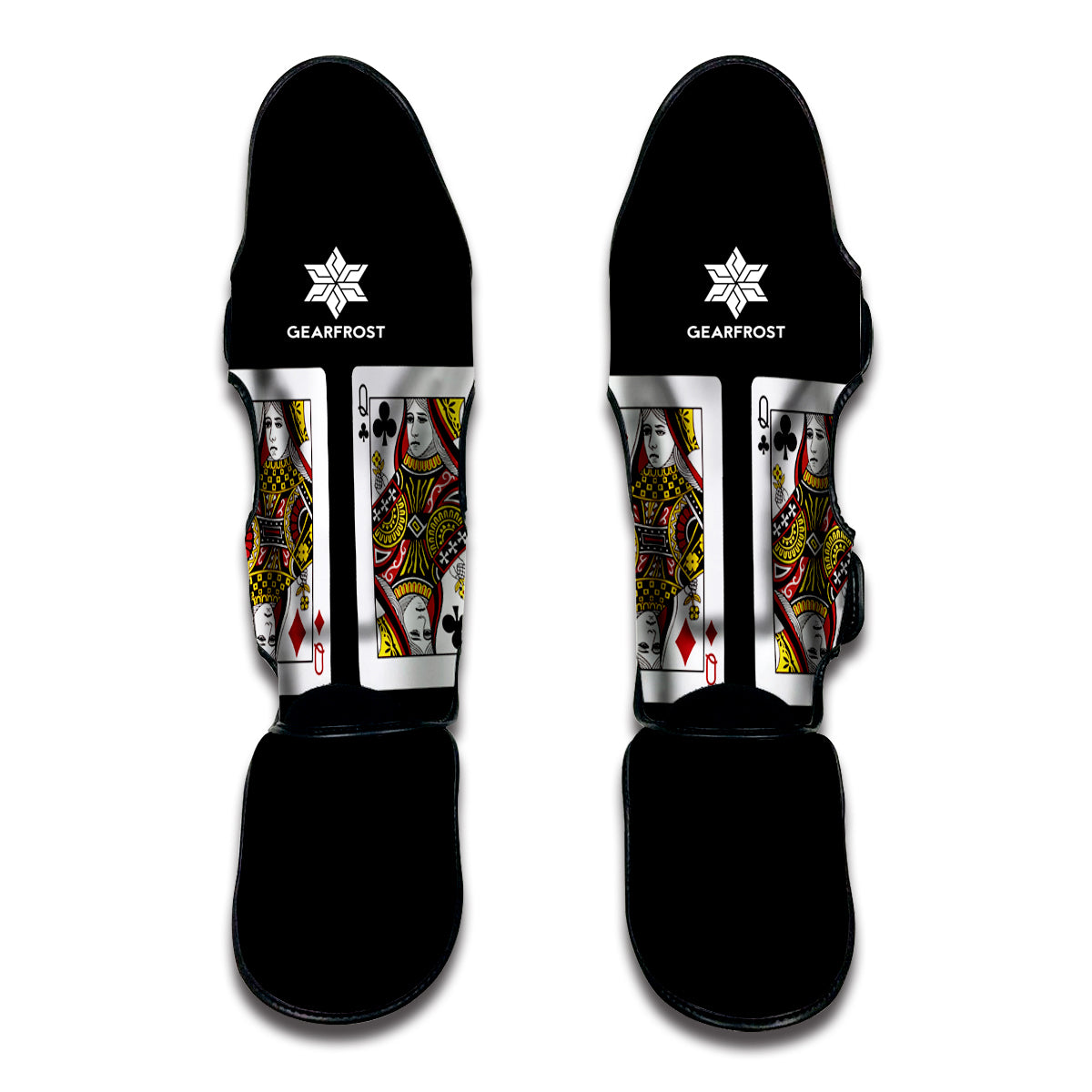 Four Queens Playing Cards Print Muay Thai Shin Guard