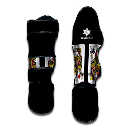 Four Queens Playing Cards Print Muay Thai Shin Guard