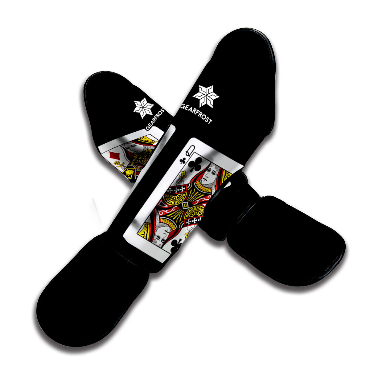 Four Queens Playing Cards Print Muay Thai Shin Guard