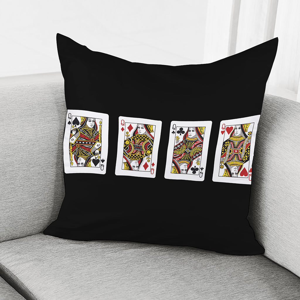 Four Queens Playing Cards Print Pillow Cover