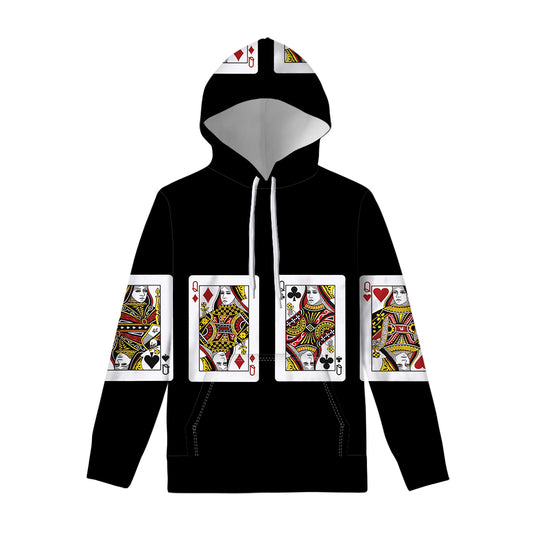 Four Queens Playing Cards Print Pullover Hoodie