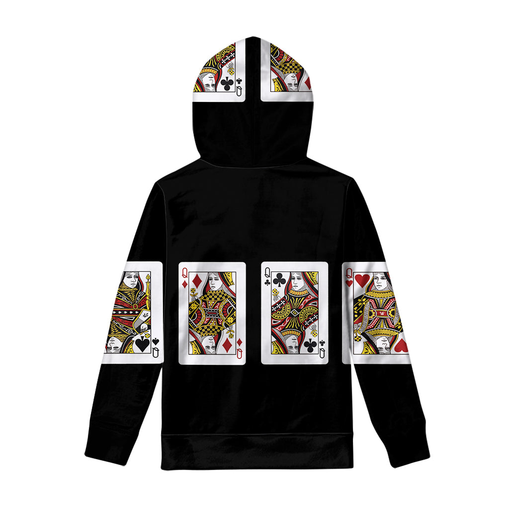 Four Queens Playing Cards Print Pullover Hoodie
