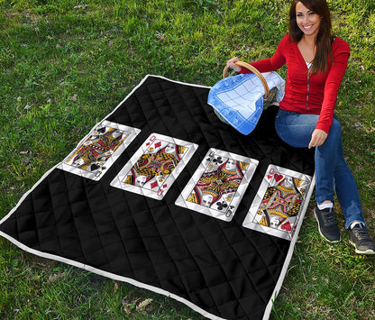 Four Queens Playing Cards Print Quilt