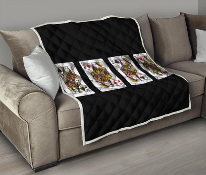 Four Queens Playing Cards Print Quilt