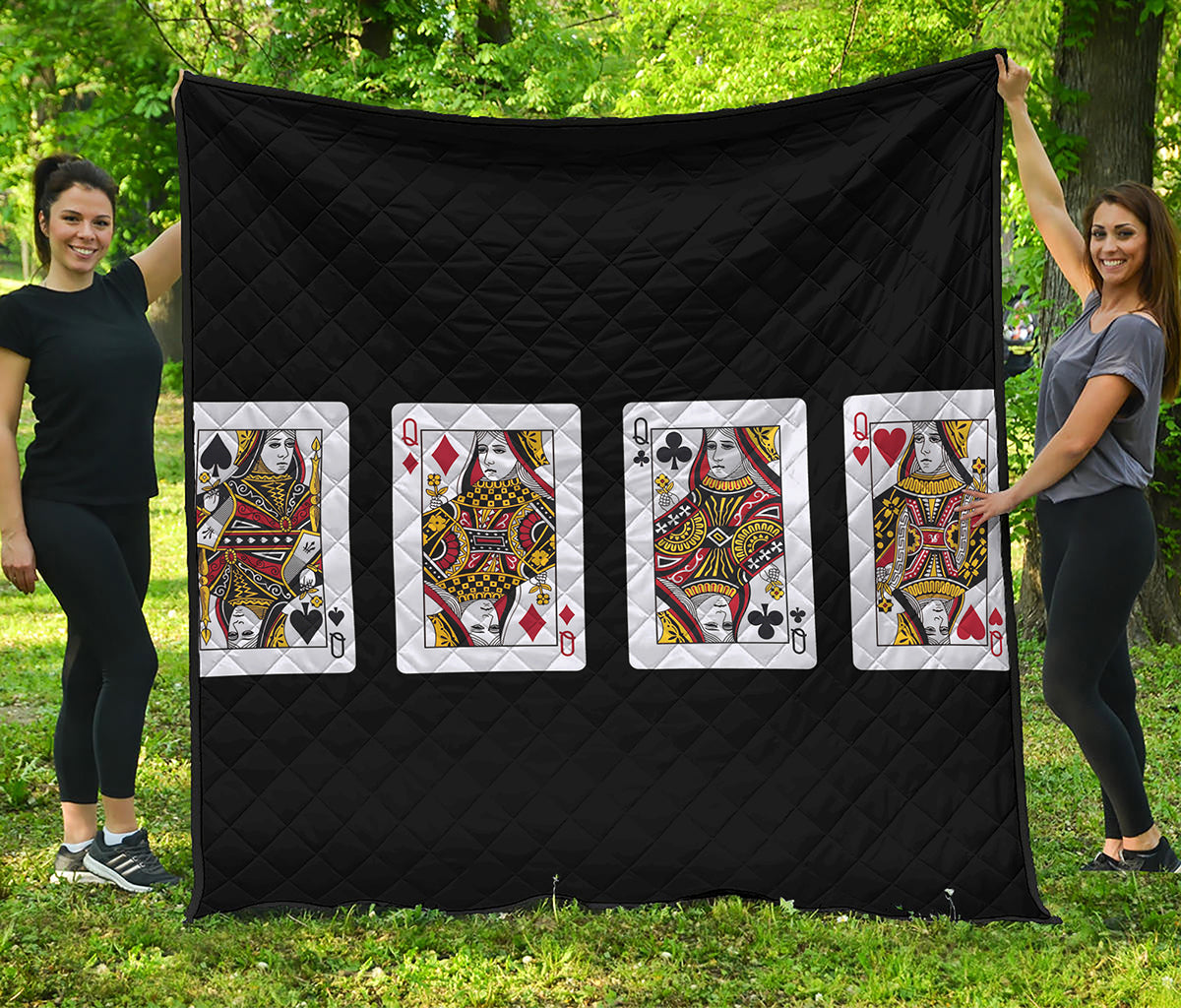 Four Queens Playing Cards Print Quilt