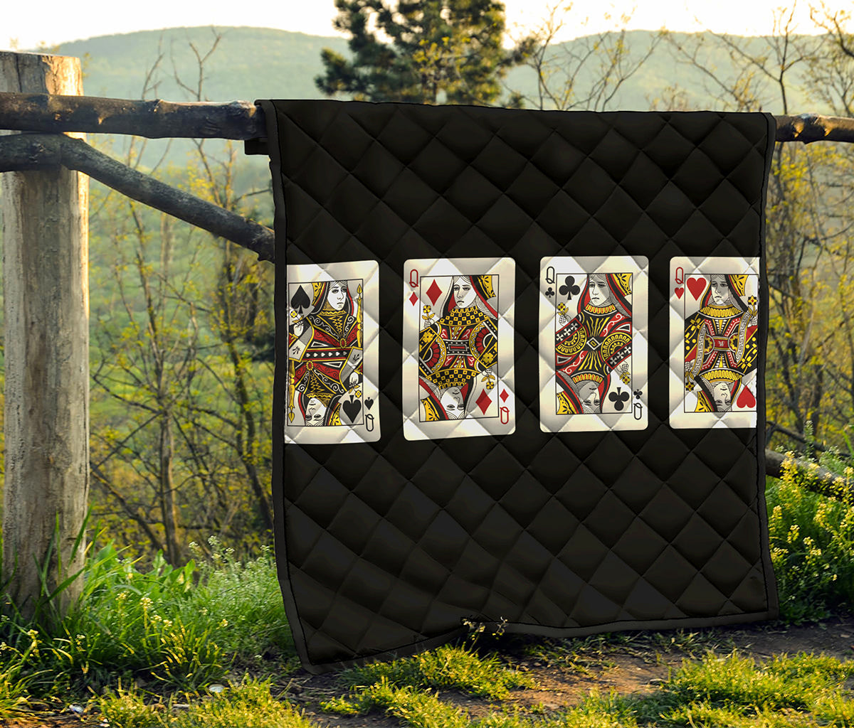 Four Queens Playing Cards Print Quilt