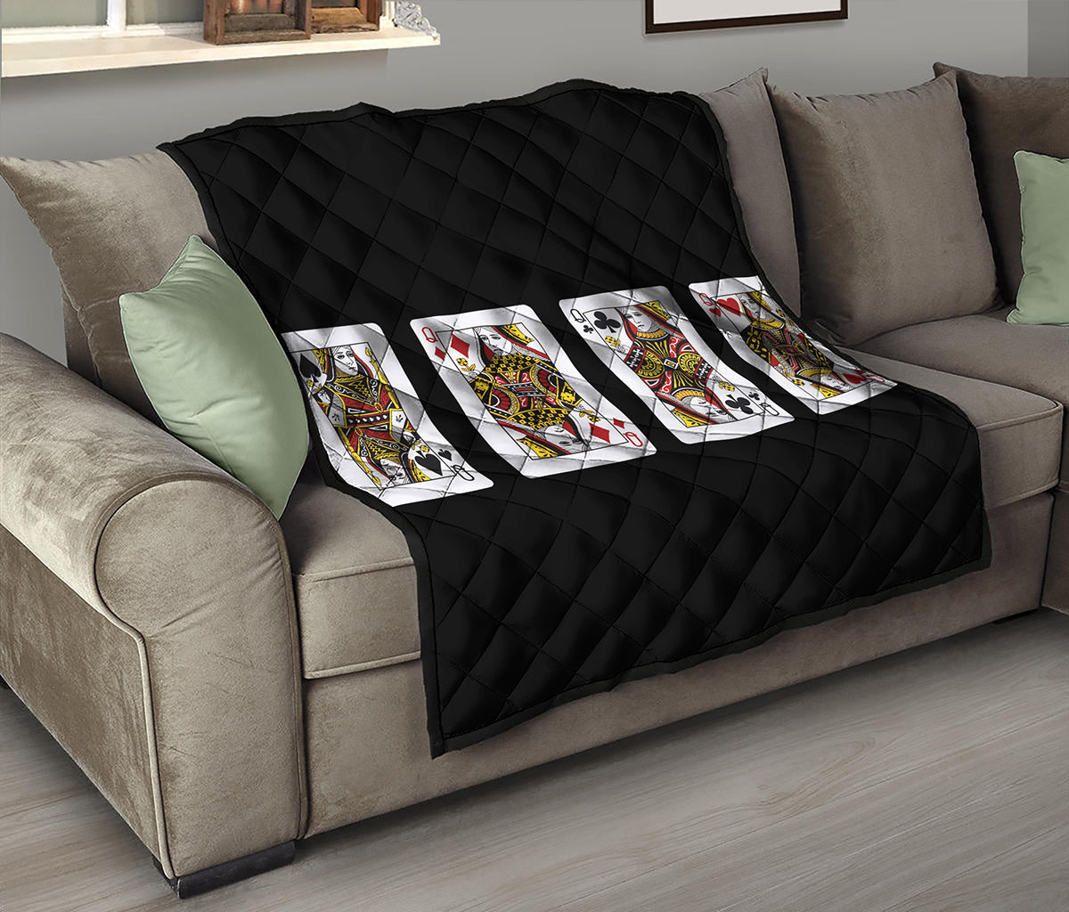 Four Queens Playing Cards Print Quilt