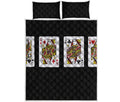 Four Queens Playing Cards Print Quilt Bed Set