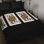 Four Queens Playing Cards Print Quilt Bed Set