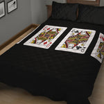 Four Queens Playing Cards Print Quilt Bed Set