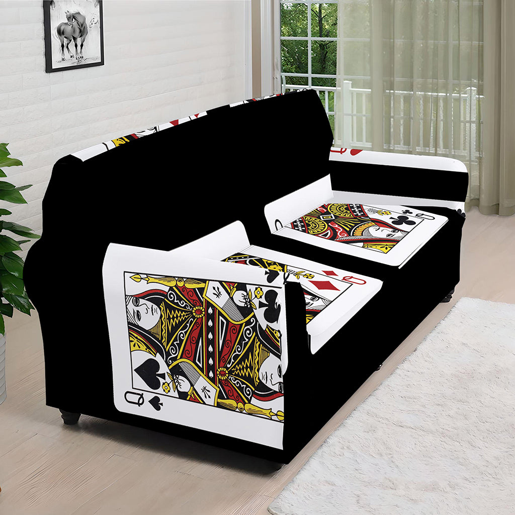 Four Queens Playing Cards Print Sofa Cover