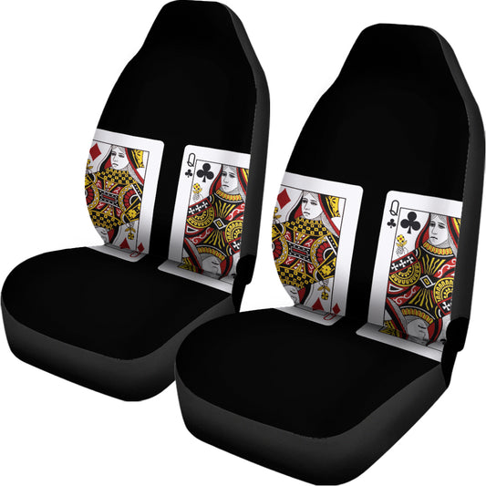 Four Queens Playing Cards Print Universal Fit Car Seat Covers
