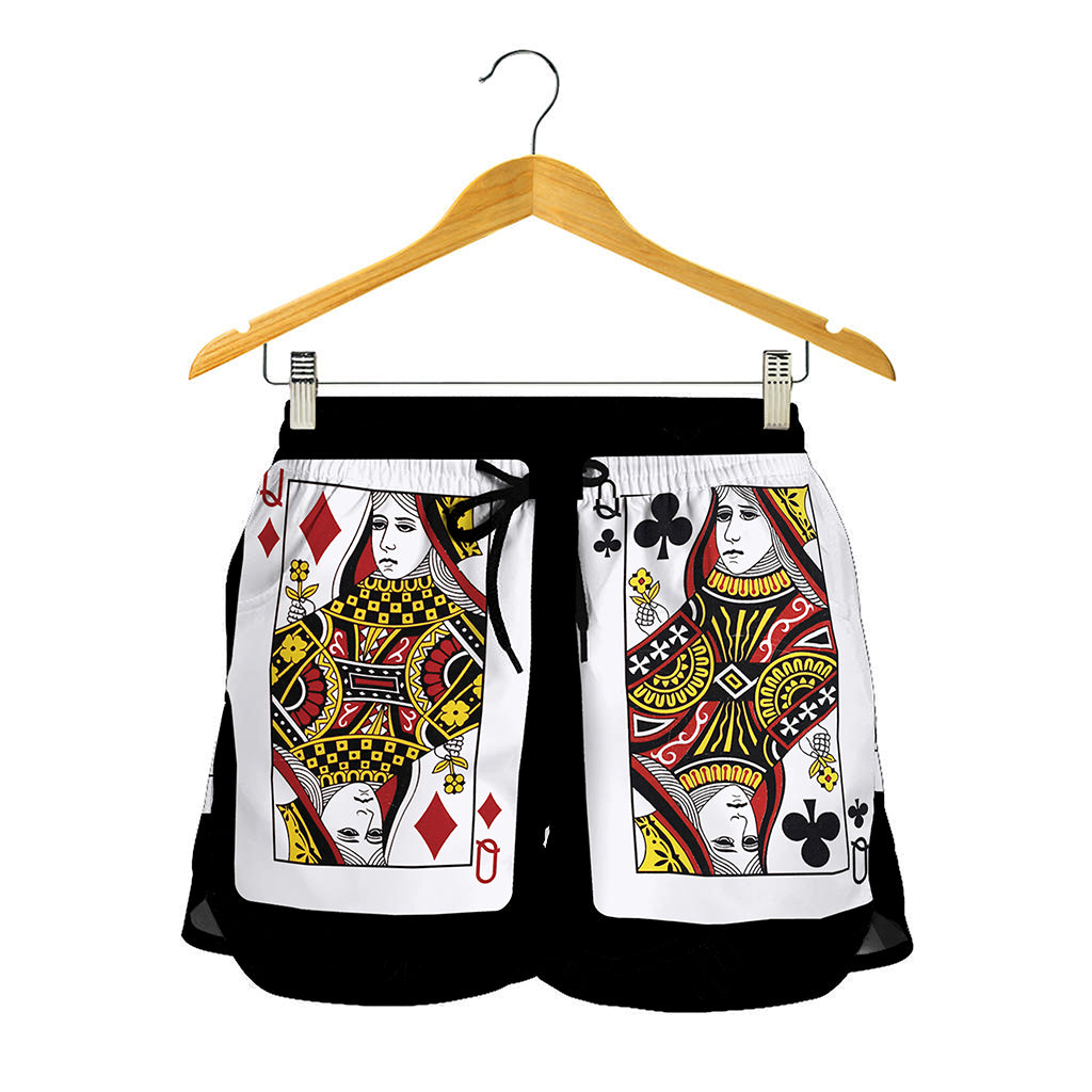 Four Queens Playing Cards Print Women's Shorts