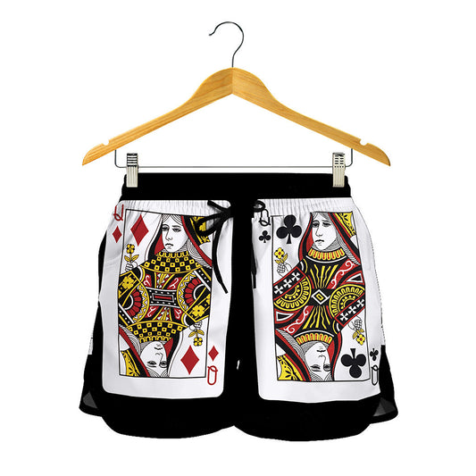 Four Queens Playing Cards Print Women's Shorts