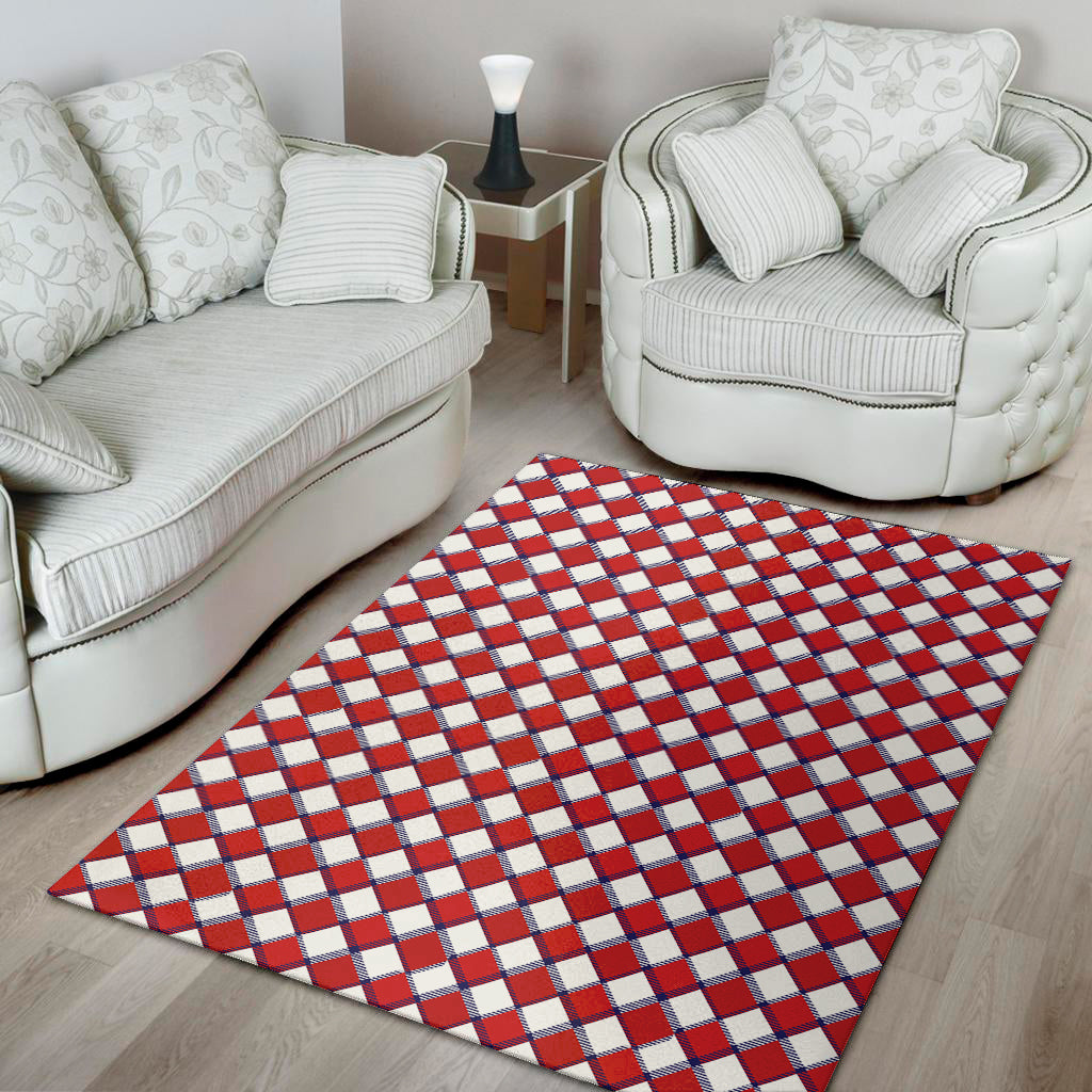 Fourth of July American Plaid Print Area Rug