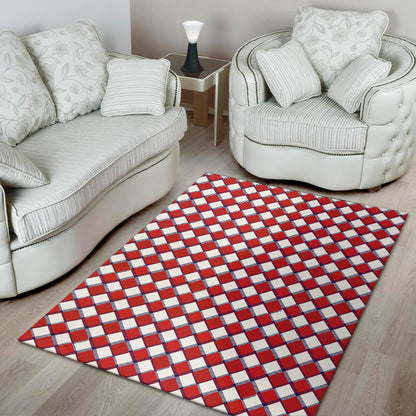 Fourth of July American Plaid Print Area Rug