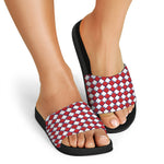 Fourth of July American Plaid Print Black Slide Sandals