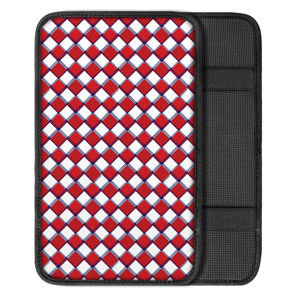 Fourth of July American Plaid Print Car Center Console Cover