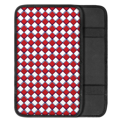 Fourth of July American Plaid Print Car Center Console Cover