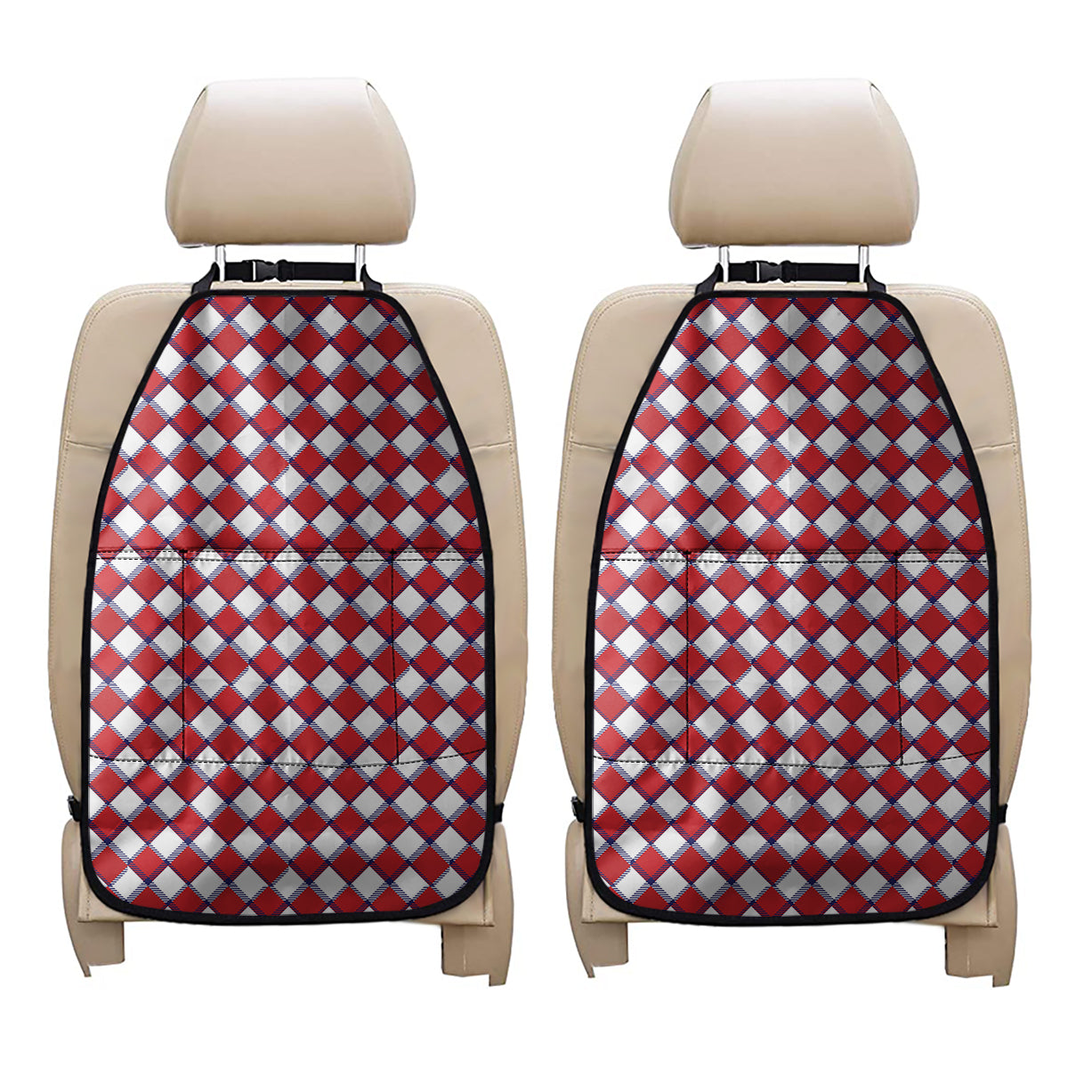 Fourth of July American Plaid Print Car Seat Organizers