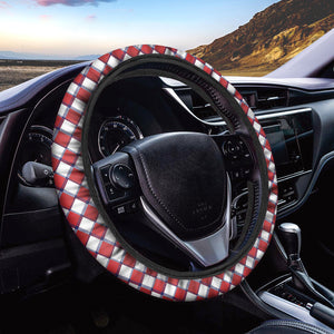Fourth of July American Plaid Print Car Steering Wheel Cover