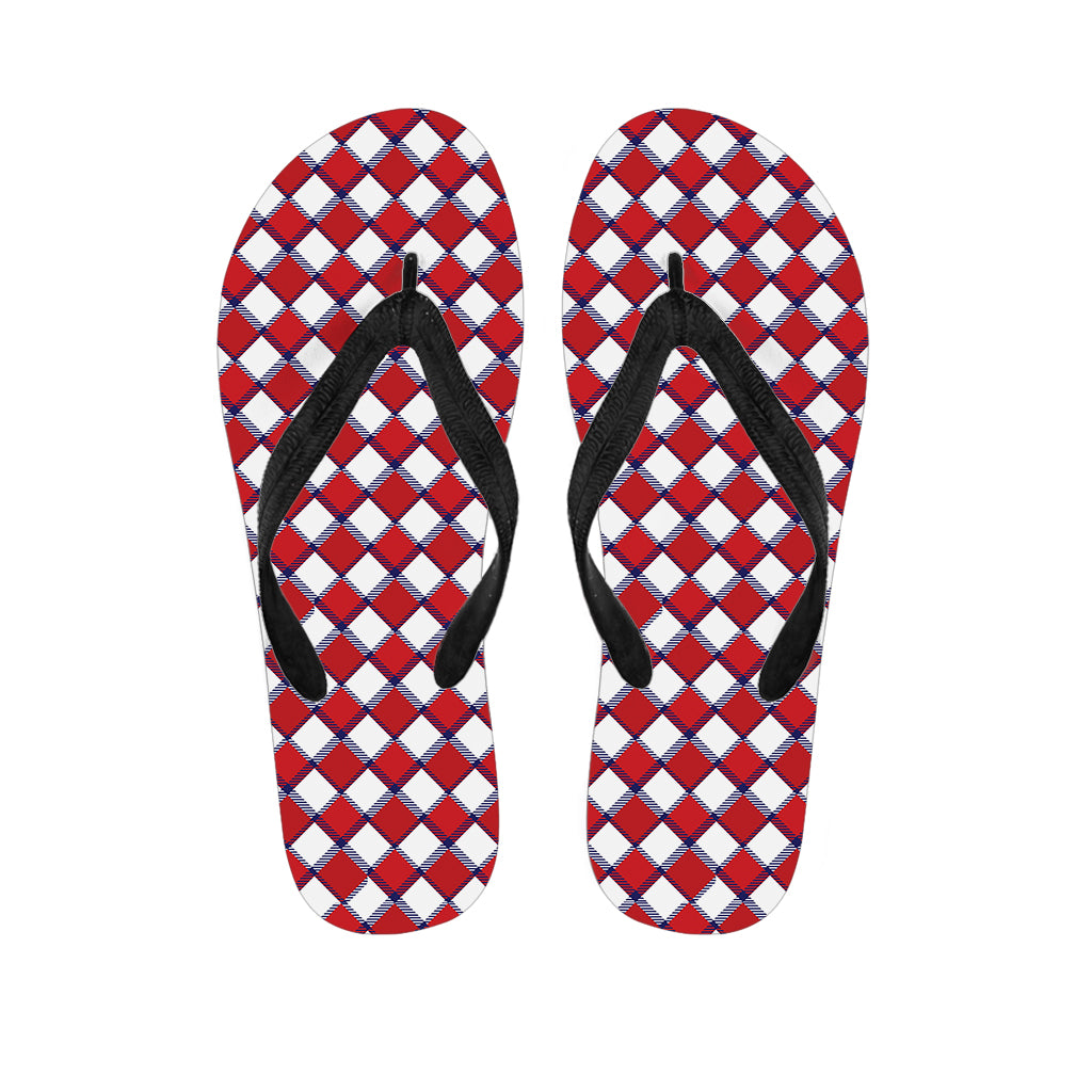 Fourth of July American Plaid Print Flip Flops