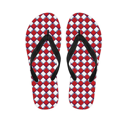 Fourth of July American Plaid Print Flip Flops